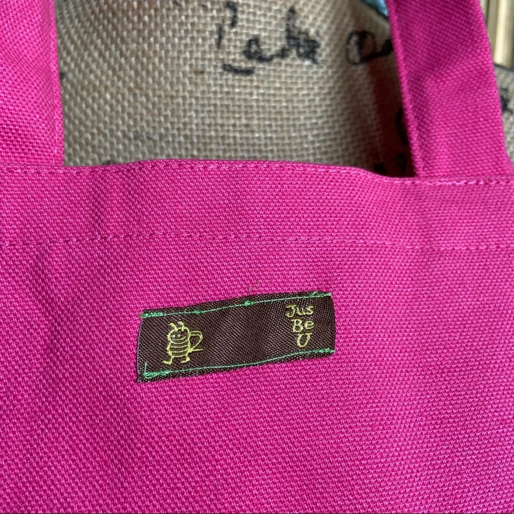New Brown face girl tote bag in hot pink.